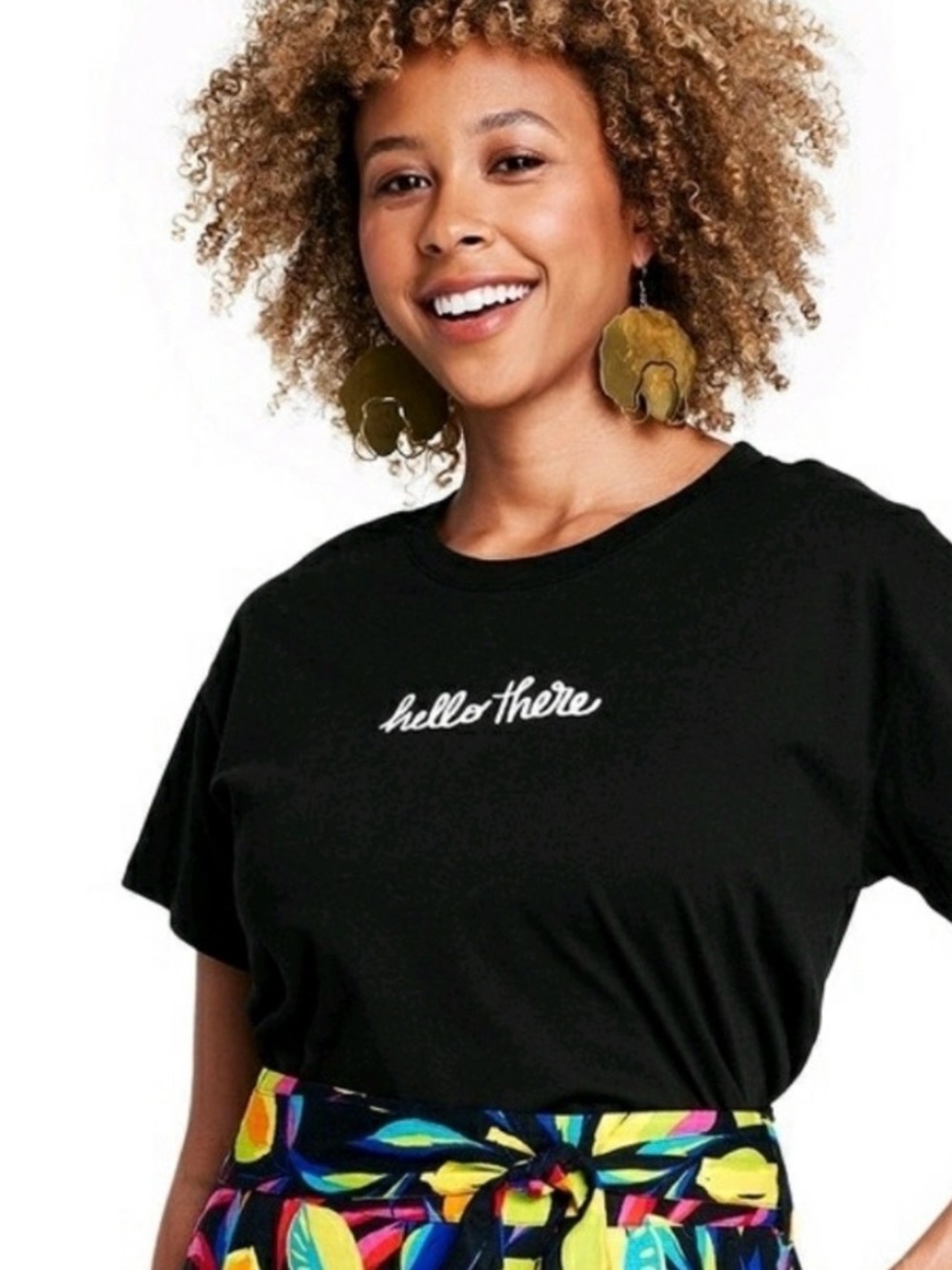 Tabitha Brown Hello There Black Cropped Tee